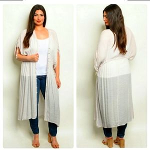Favlux pale taupe plus sized kimono or swim coverup 1X
